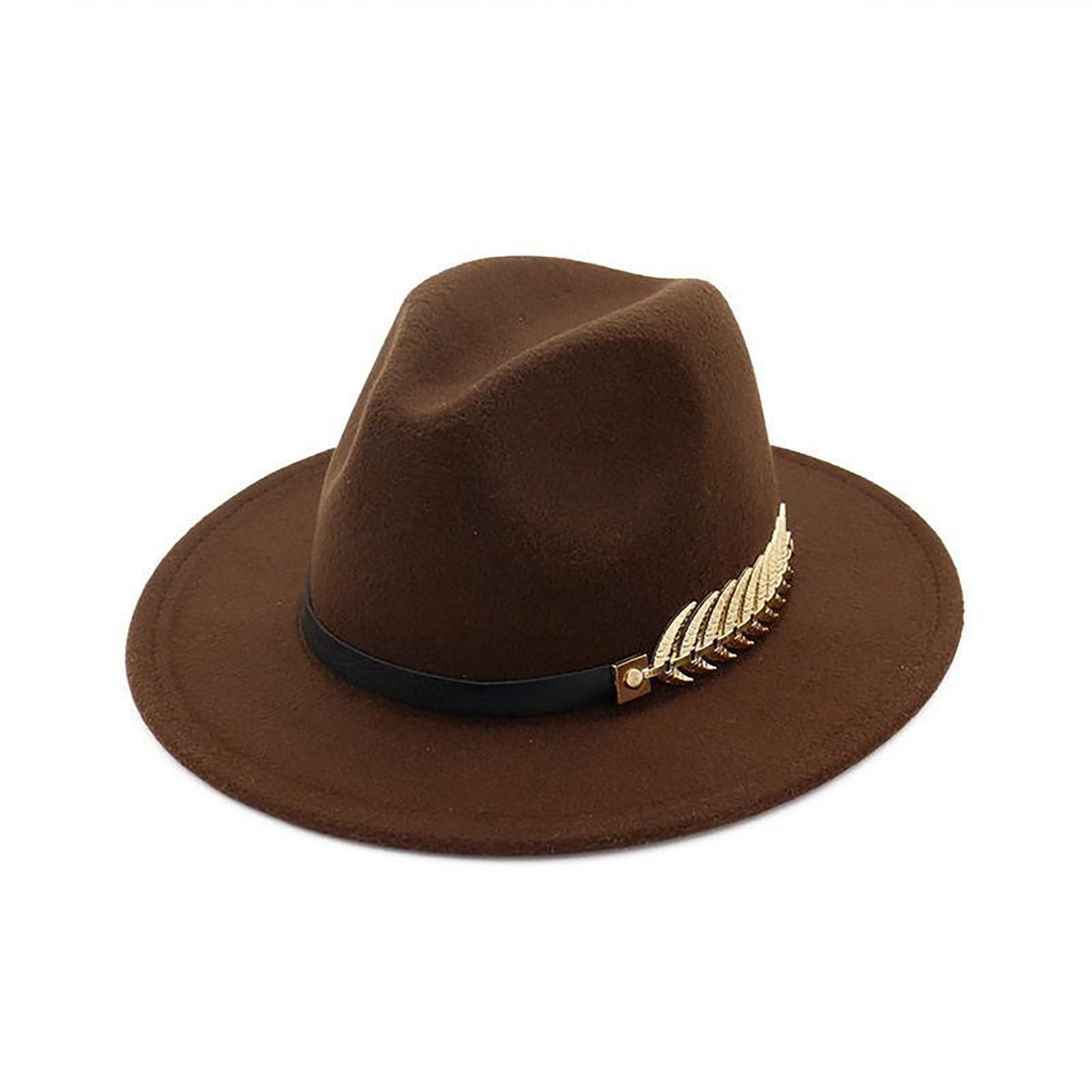 Zuhui Womens Cowboy Hats Wide Brim Fedora Panama Hat with Metal Belt