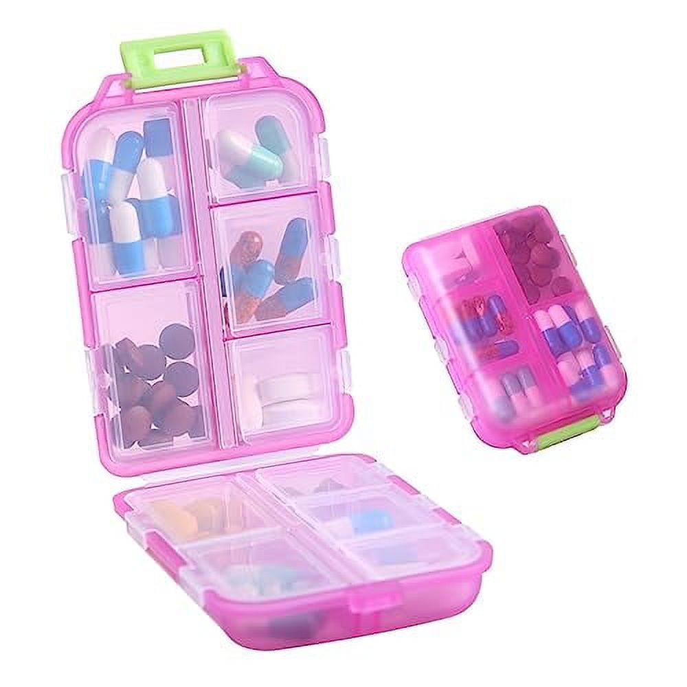 Zuihug 1Pack Travel Pill Organizer 10 Compartments Pill Case, Compact and Portable Pill Box
