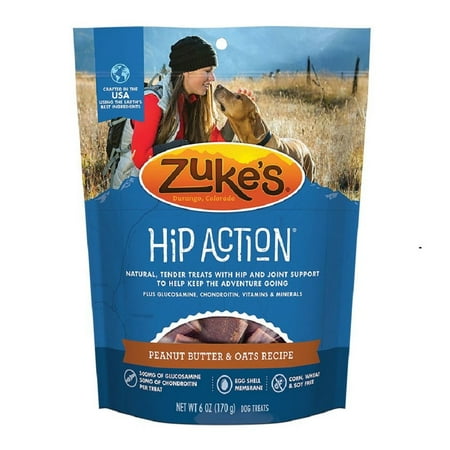 Zuke's Hip Action Dog Treats - Peanut Butter Formula - Case of 12 - 6 oz
