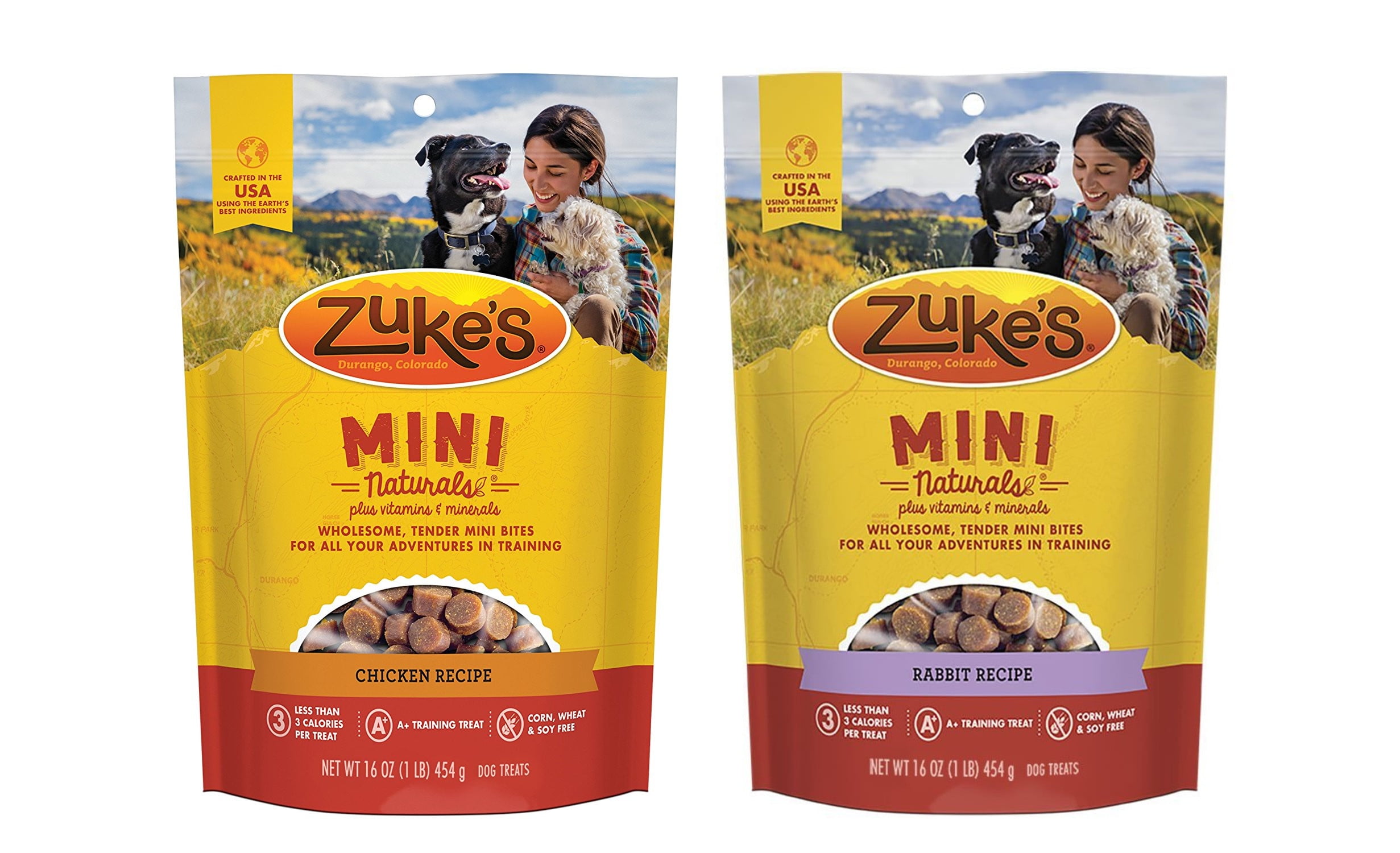 Zuke's Mini Naturals (1) Chicken Recipe and (1) Rabbit Recipe 16 oz Dog