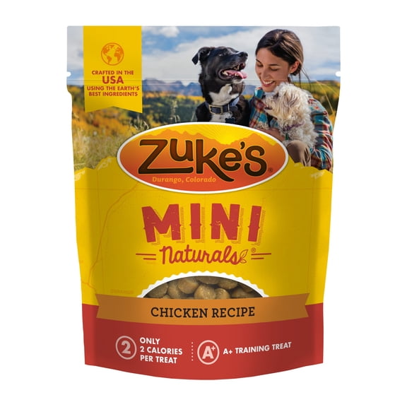 Zukes Mini Naturals Soft And Chewy Dog Treats For Training Pouch, Natural Treat Bites With Chicken Recipe, 16.0 OZ Bag