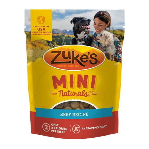 Zuke's Mini Naturals Soft Dog Training Treats, Natural Beef, Tender Dog Chew Snacks, 16 oz Pouch