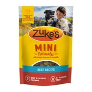 Zuke's Mini Naturals Soft Dog Training Treats, Real Beef Recipe Tender Chews, 16 oz Pouch