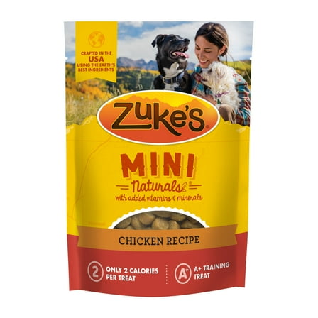 Zuke's Mini Naturals Soft Dog Training Treats, Real Chicken Recipe Tender Chews, 16 oz Pouch