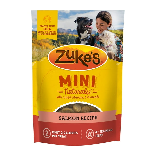Zuke's Mini Naturals Soft Dog Training Treats, Real Salmon Recipe Tender Chews, 16 oz Pouch