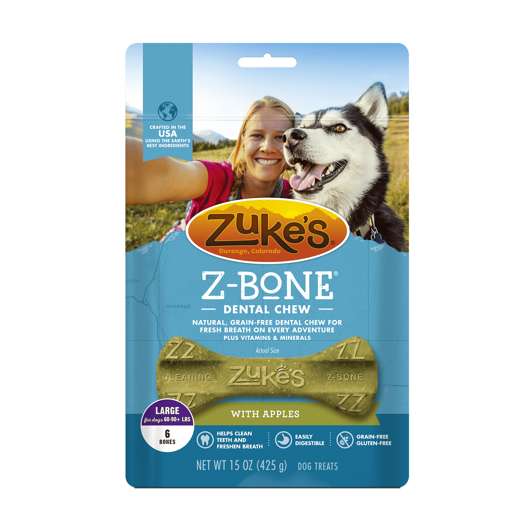 Zukes Z-Bones Grain Free Clean Apple Crisp Dental Dog Treats Zukes Z-Bones Grain Free Clean Apple Crisp Dental Dog Treats
