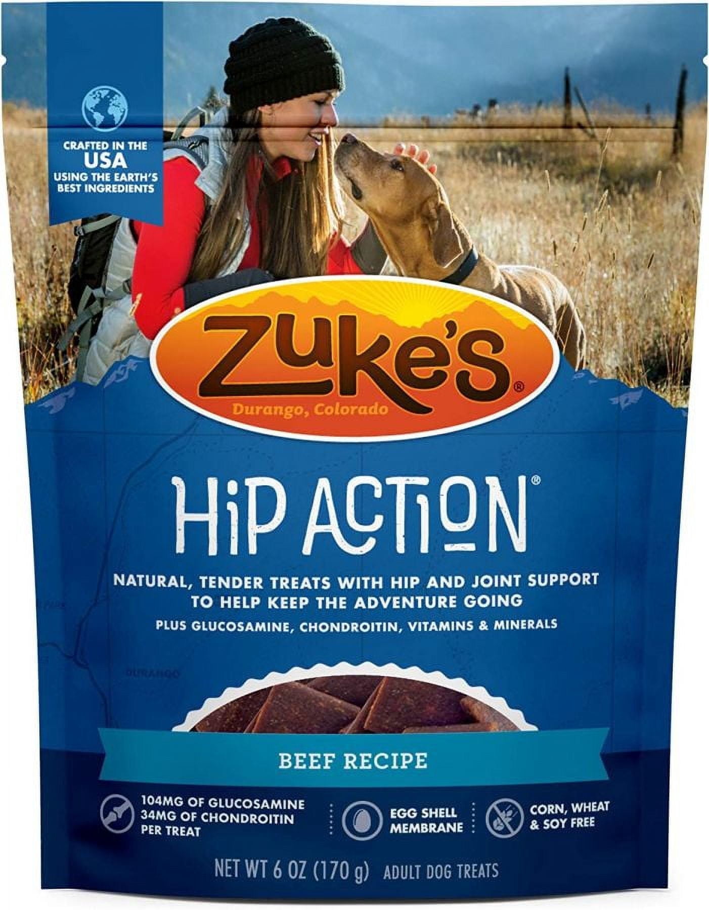 Zukes Hip Action Hip & Joint Supplement Dog Treat - Roasted Beef Recipe [Dog, Nutritional Supplements] 6 oz