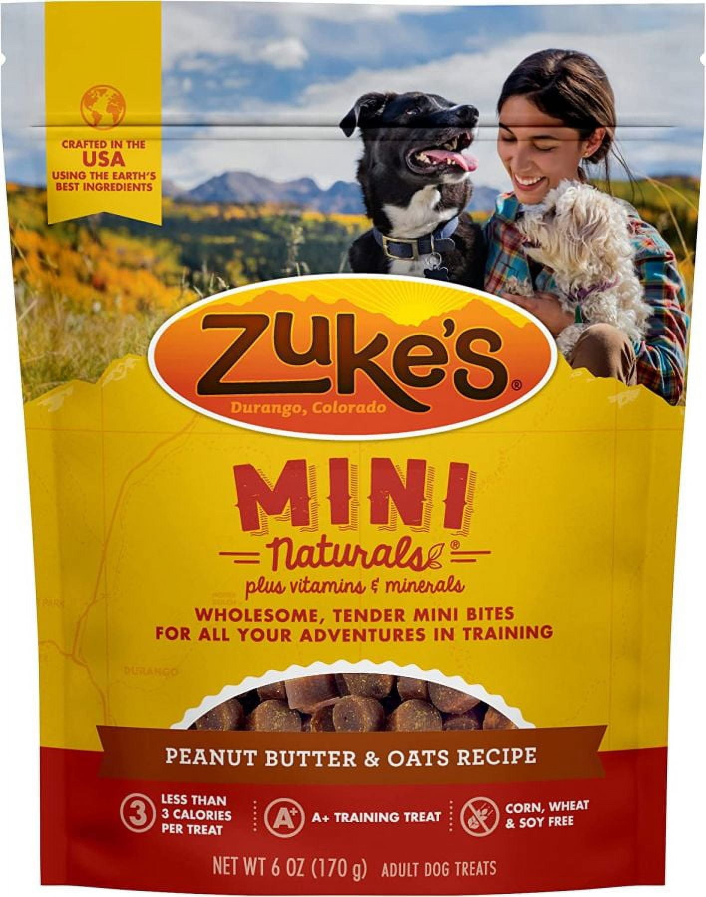 Zukes Mini Naturals Dog Treats - Peanut Butter & Oats Recipe [Dog, Treats Packaged] 6 oz
