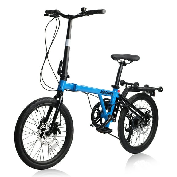 Zukka 20" Folding Bike for Adults,Shimano 7-Speed Lightweight City Commuter Bicycle,Blue