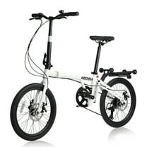 Zukka 20" Folding Bike for Adults,Shimano 7-Speed Lightweight City Commuter Bicycle,White