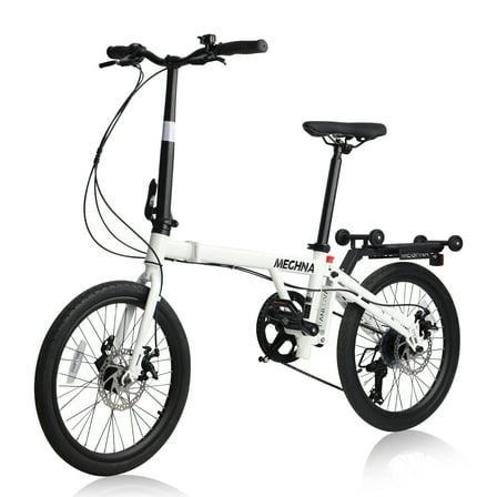 Zukka 20" Folding Bike for Adults,Shimano 7-Speed Lightweight City Commuter Bicycle,White