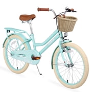 Zukka 20" Kids Bike for Girl 7-12 Years with Woven Basket Children Cruiser Bicycle for Girl Mint Green