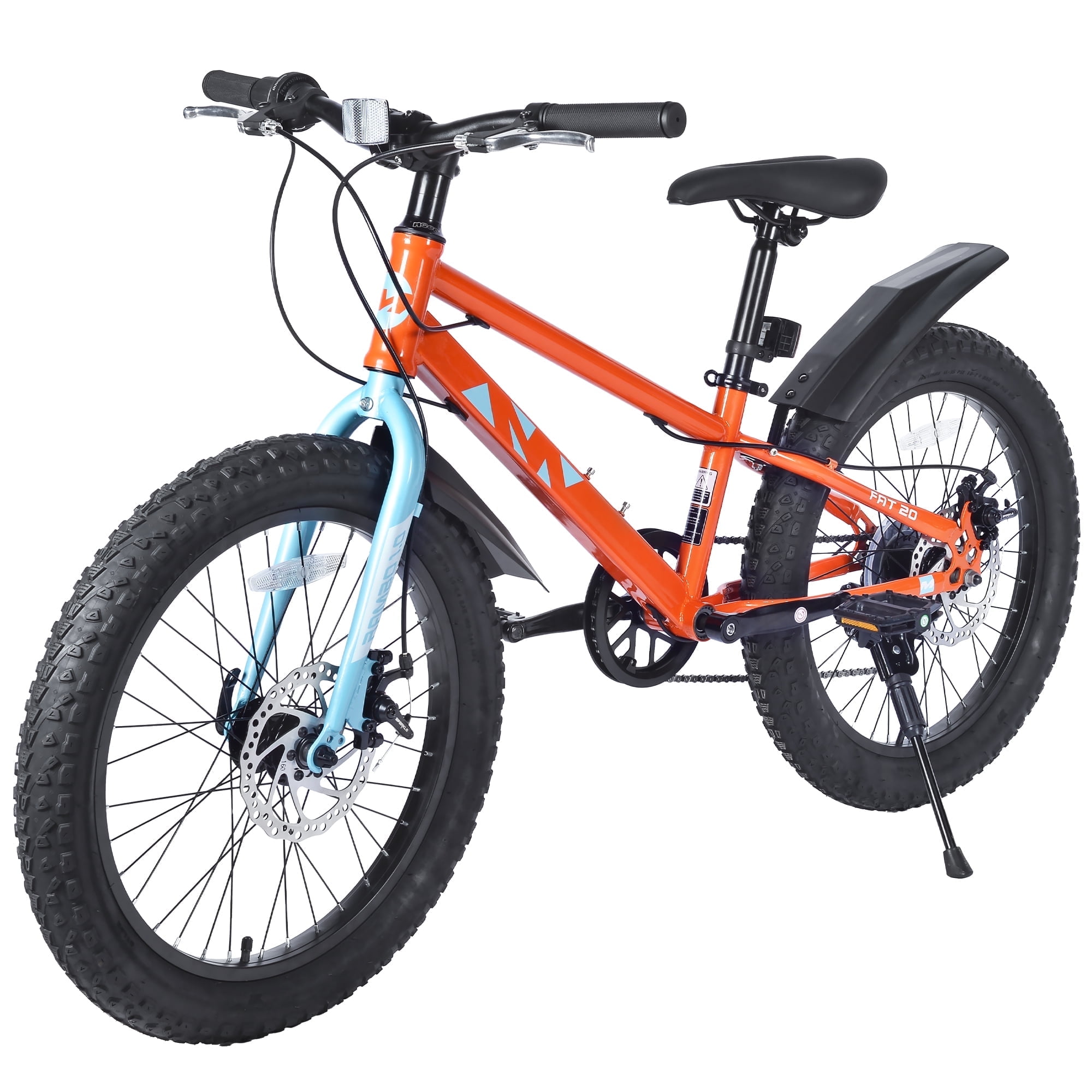 Zukka 20 inch Mountain Bike Fat Tire 7 Speed Hardtail Dual Disc Brake for Youth Boys Girls Orange