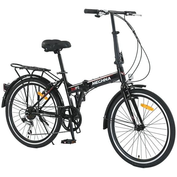 Zukka 24 inch Folding Bike for Adults, 7 Speed Shimano Gears & Dual V-Brakes, All-Terrain Anti-Skid Tires with Fenders, Foldable Commuter Bicycle for Men Women