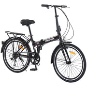 Zukka 24 inch Folding Bike for Adults, 7 Speed Shimano Gears & Dual V-Brakes, All-Terrain Anti-Skid Tires with Fenders, Foldable Commuter Bicycle for Men Women