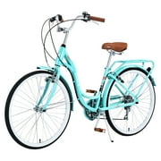 Zukka 26" Cruiser Bike Steel Frame 7 Speed City Commuter Bicycle for Women Ladies Cyan
