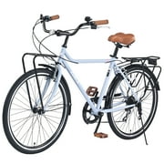 Zukka 26" Commuter Bike Vintage Style with Rack City Cruiser Bicycle for Men Women Gray Blue