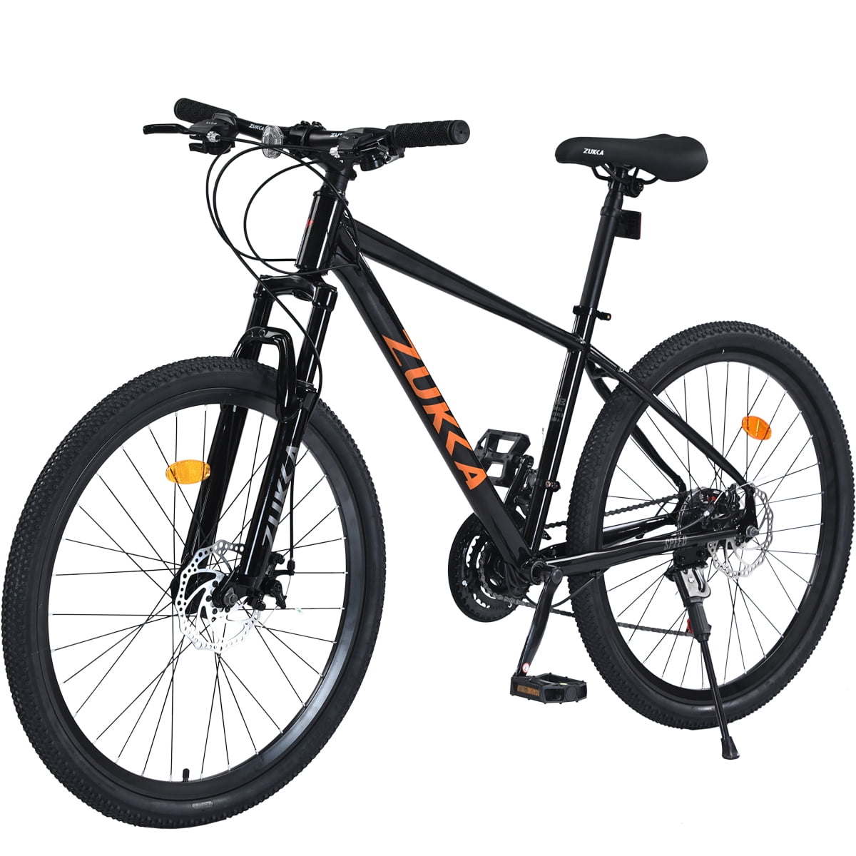 Zukka 26" Mountain Bike 24 Speed Double Disc Brake Suspension Bicycle for Adult Men Women Black