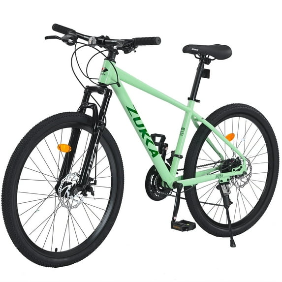Zukka 26" Mountain Bike 24 Speed Double Disc Brake Suspension Bicycle for Adult Men Women Green