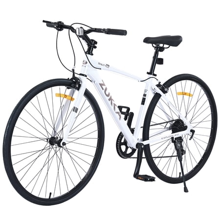 Zukka 700C Hybrid Bike 7 Speed Aluminum Alloy Frame Road Bicycle for Men Women White