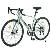 Zukka 700C Road Bike 7 Speed Aluminum Alloy Bicycle Disc Brake for Adult Men Women Green