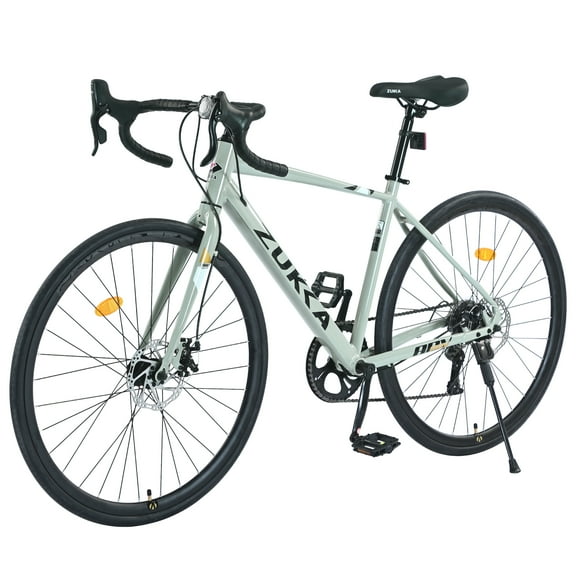 Zukka 700C Road Bike 7 Speed Aluminum Alloy Bicycle Disc Brake for Adult Men Women Green