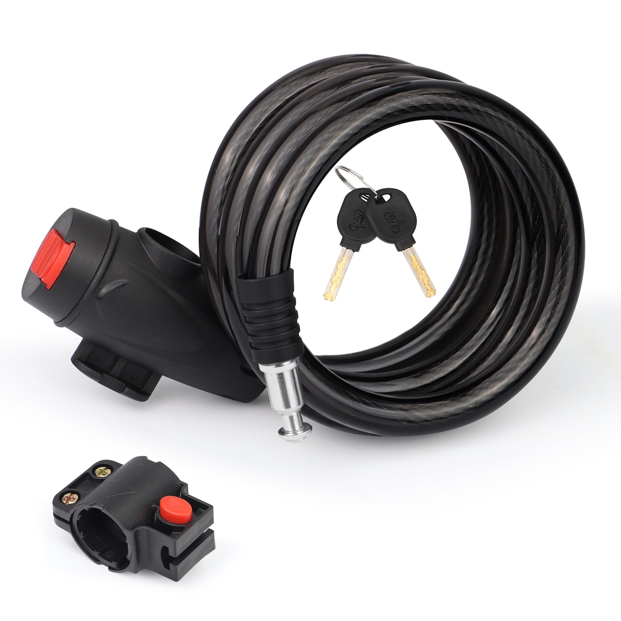 Zukka Keyed Cable Bike Lock with Dustproof Sliding Cover, 6FT
