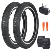 Zukka 2-Pack 20x2.2 Inch Mountain Bike Tires with 2 Inner Tubes - Foldable, Puncture Resistant, MTB Tire Set for E-Bike Off-Road Biking