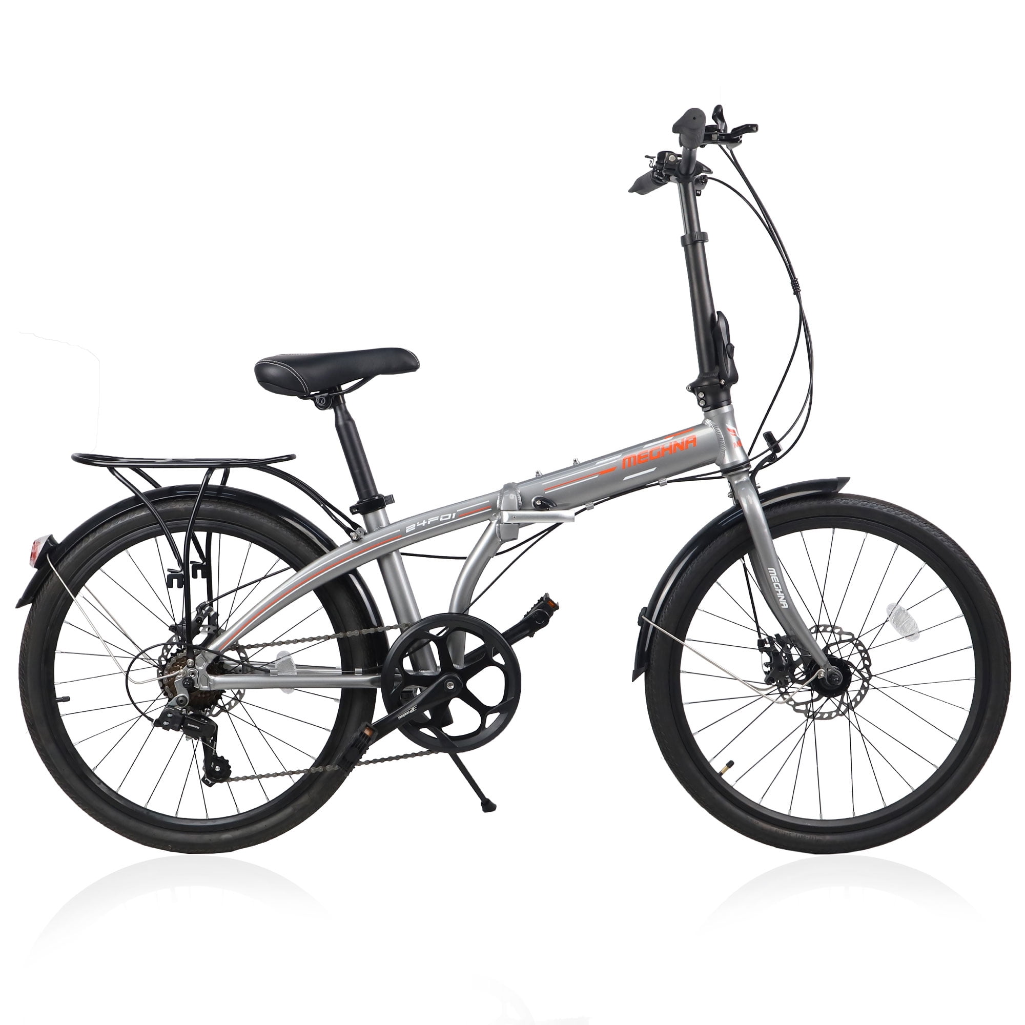 Zukka Foldable Bike 24 inch City Aluminum Alloy Frame Commuter Bicycle for Men Women 7 Speed Titanium Walmart