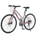 thumbnail image 1 of Zukka Hybrid Bicycle Road Bike for Women Aluminum Alloy Rim 700C Steel Frame 7 Speed Rosy Pink, 1 of 6