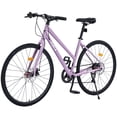 thumbnail image 1 of Zukka 700C Hybrid Bicycle 7 Speed Road Bike for Women Lady Aluminum Alloy Rim Commuter Lavender, 1 of 6