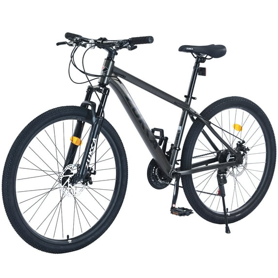 Zukka Mountain Bike 27.5 inch 21 Speed Aluminum Alloy Hardtail Dual Disc Brake Bicycle for Adult Men Women Gray