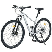 Zukka Mountain Bike 29 inch 8 Speed Double Disc Brake Bicycle Front Suspension Bike for Men Women Silver