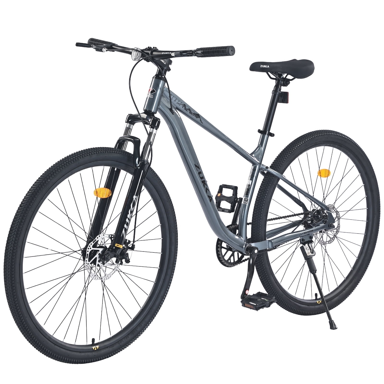 Zukka Mountain Bike 29 inch Double Disc Brake Bicycle Front Suspension Bike for Men Women Gray