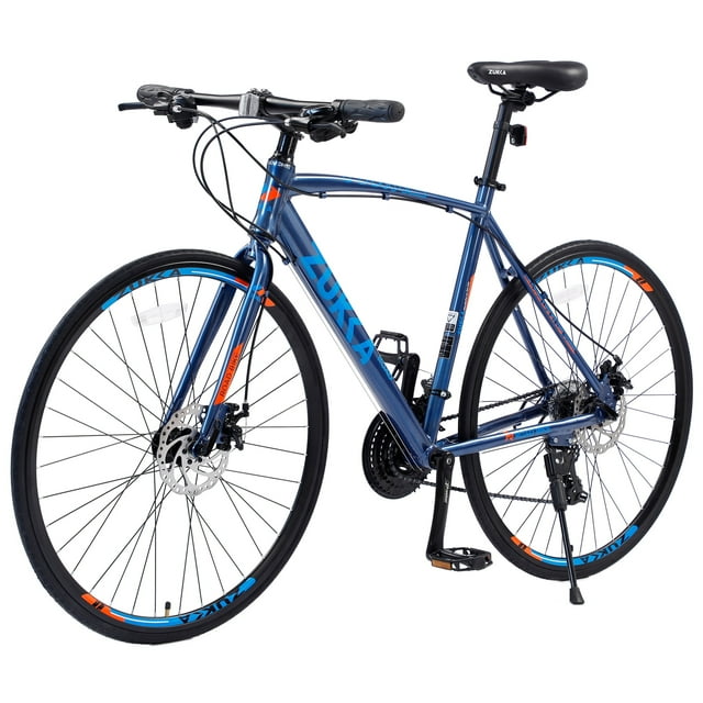Zukka Road Bike 700C 24 Speed Aluminum Alloy Frame Bicycle for Unisex Adult Deep Blue Hybrid Bike