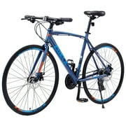 Zukka Road Bike 700C 24 Speed Aluminum Alloy Frame Hybrid Bicycle for Unisex Adult Deep Blue