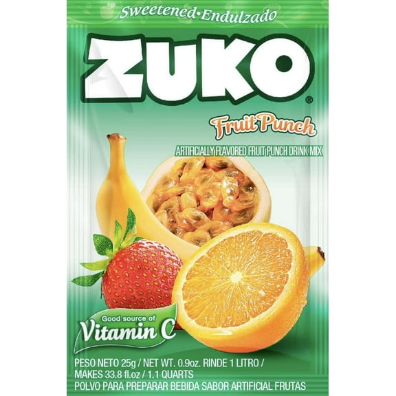 Zuko Fruit Punch Instant Powder 25g Sweetened Drink Mix 3 Pack