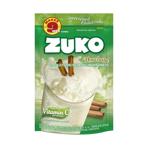 Zuko Horchata Drink Mix Bag, 14.1 oz, Pack of 6, Fortified with Vitamin C, No Additional Sugar Needed