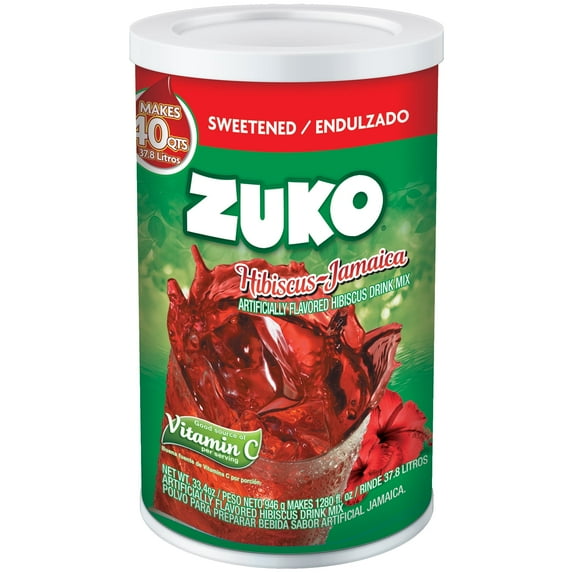Zuko Jamaica Instant Powder Drink, Canister, No Sugar Needed, 33.4 oz (Pack of 1)