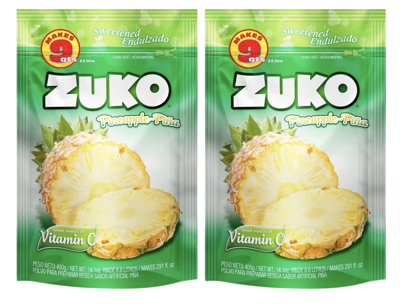Zuko Piña | Pineapple | Instant Powder Drink Mix | Family Pack | No ...