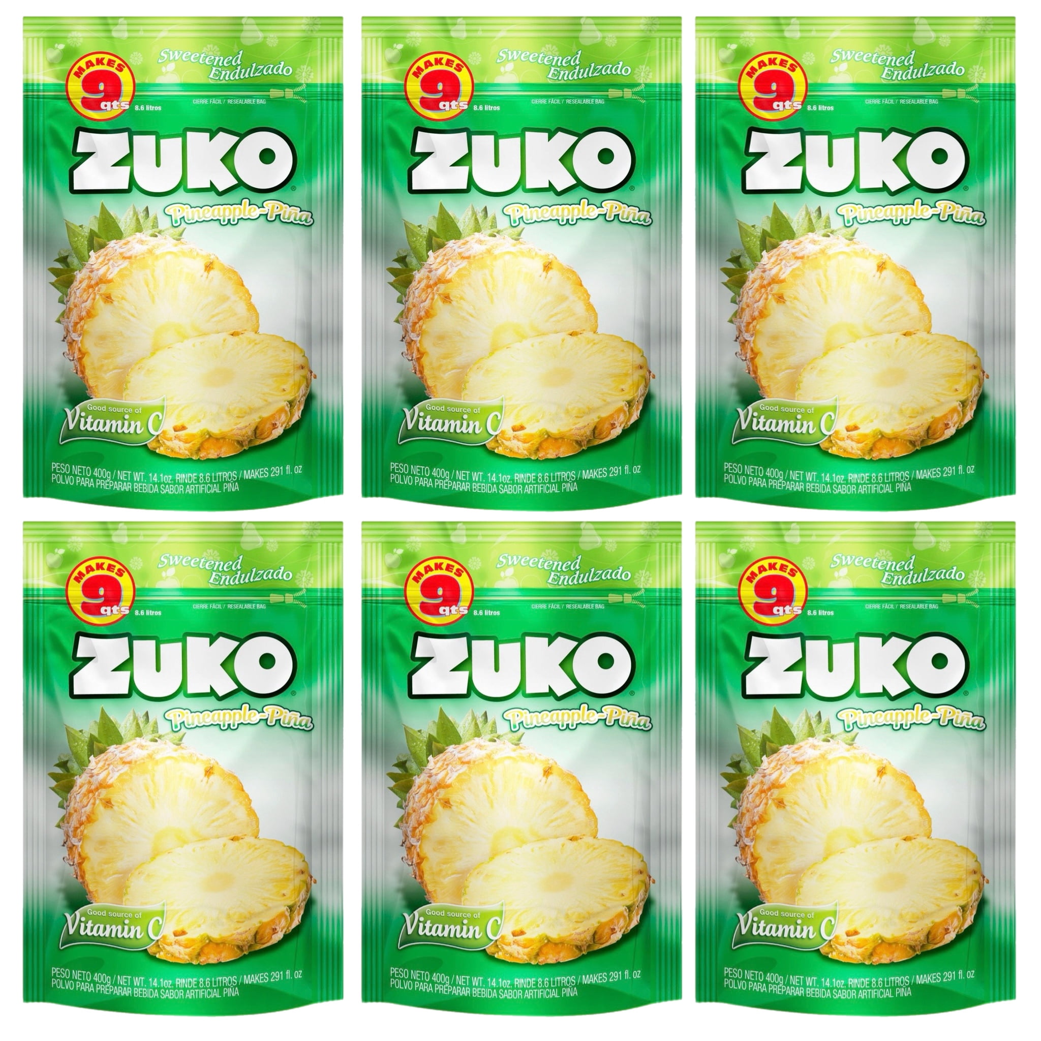 Zuko Piña | Pineapple | Instant Powder Drink Mix | Family Pack | No ...