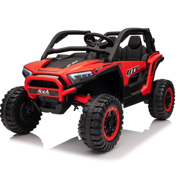 Zukpow 4WD 24 Volt Ride on Toys for Kids w/ Remote Control, 2 Seater Power Car Wheels with Bluetooth Music, Storage for Gift, Red