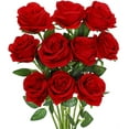 thumbnail image 1 of Zukuco 10PCS Artificial Rose Flower Fake Silk Roses with Stem Flowers Bouquet Wedding Party Home Decor(Red), 1 of 7