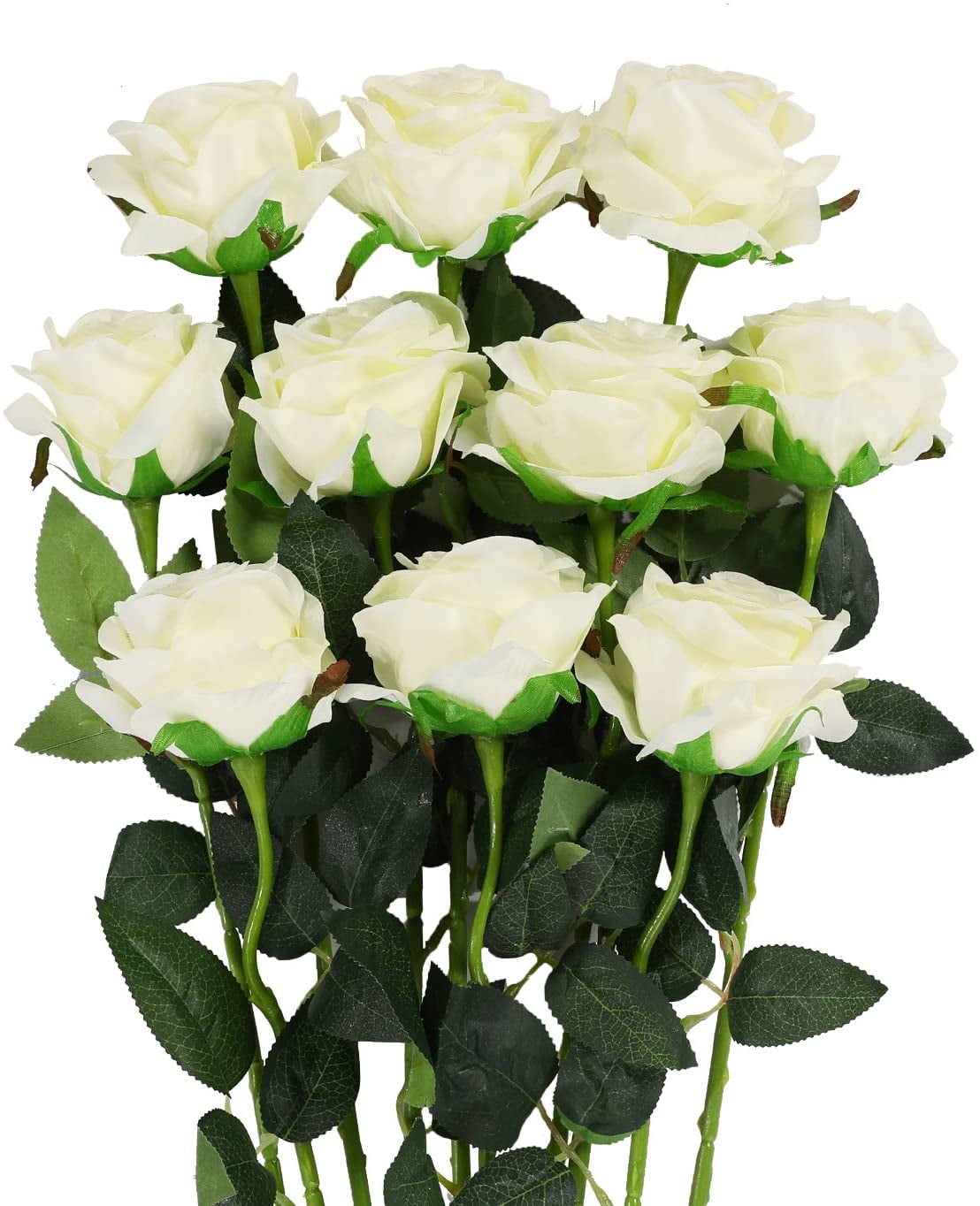 Zukuco Artificial Silk White Rose Flower Bouquet Wedding Party Home ...