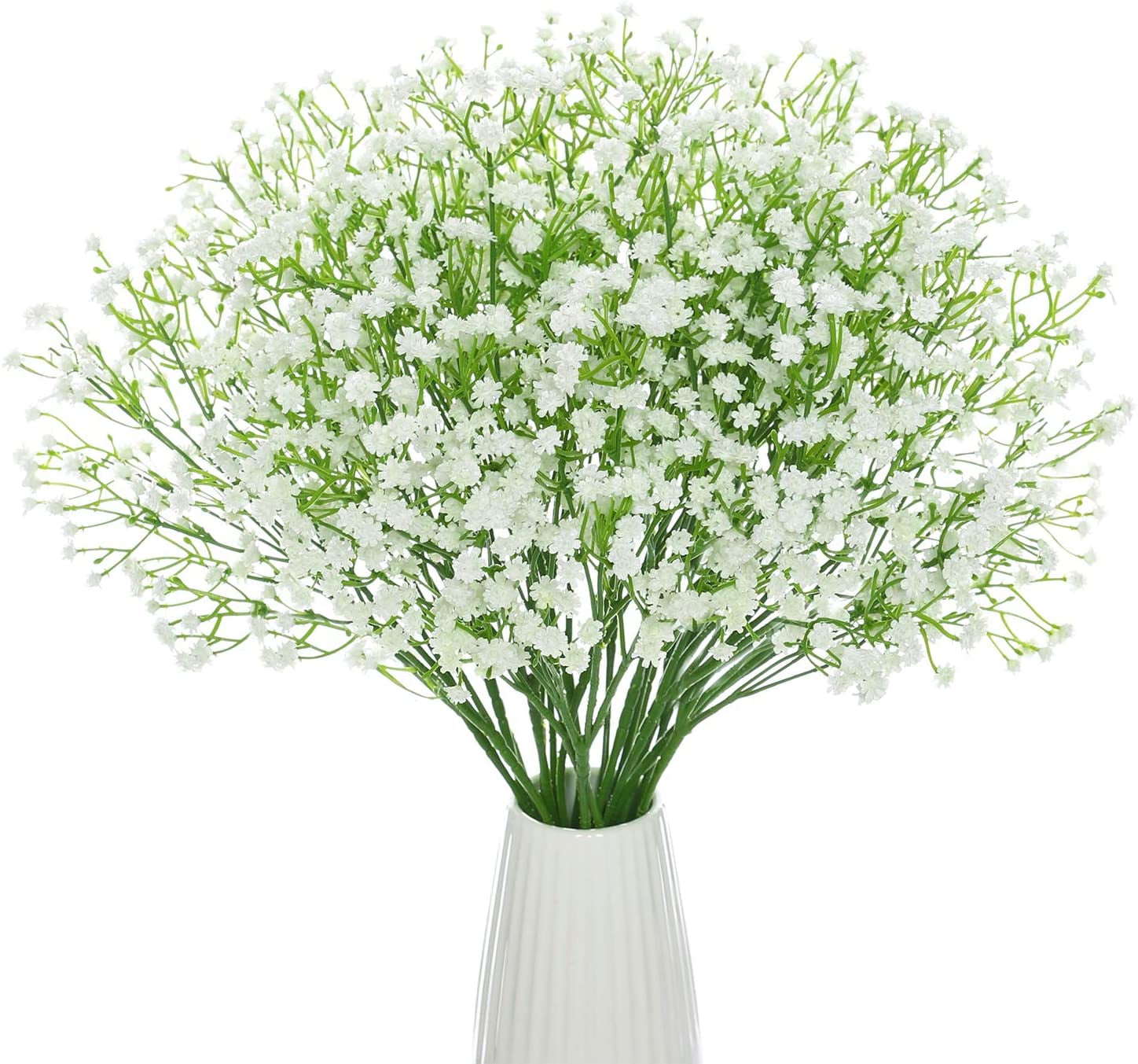 Zukuco 10Pcs Babys Breath Artificial Flowers Fake Flowers Real Touch  Gypsophila Floral in Bulk for Home Wedding Garden Decor (White Long Stem) 