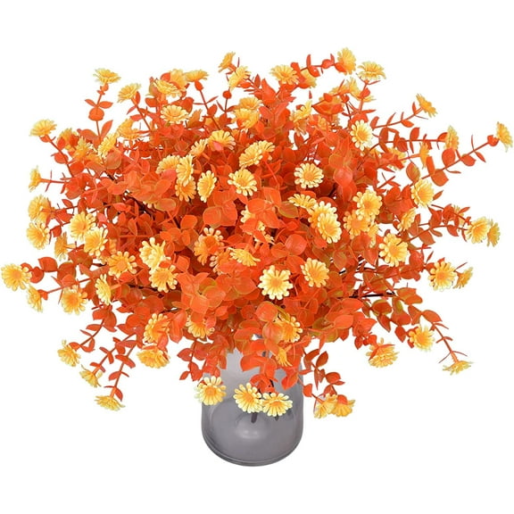 Zukuco 12.8” Artificial Plastic Orange Daisy Fall Bouquet (4 Count)