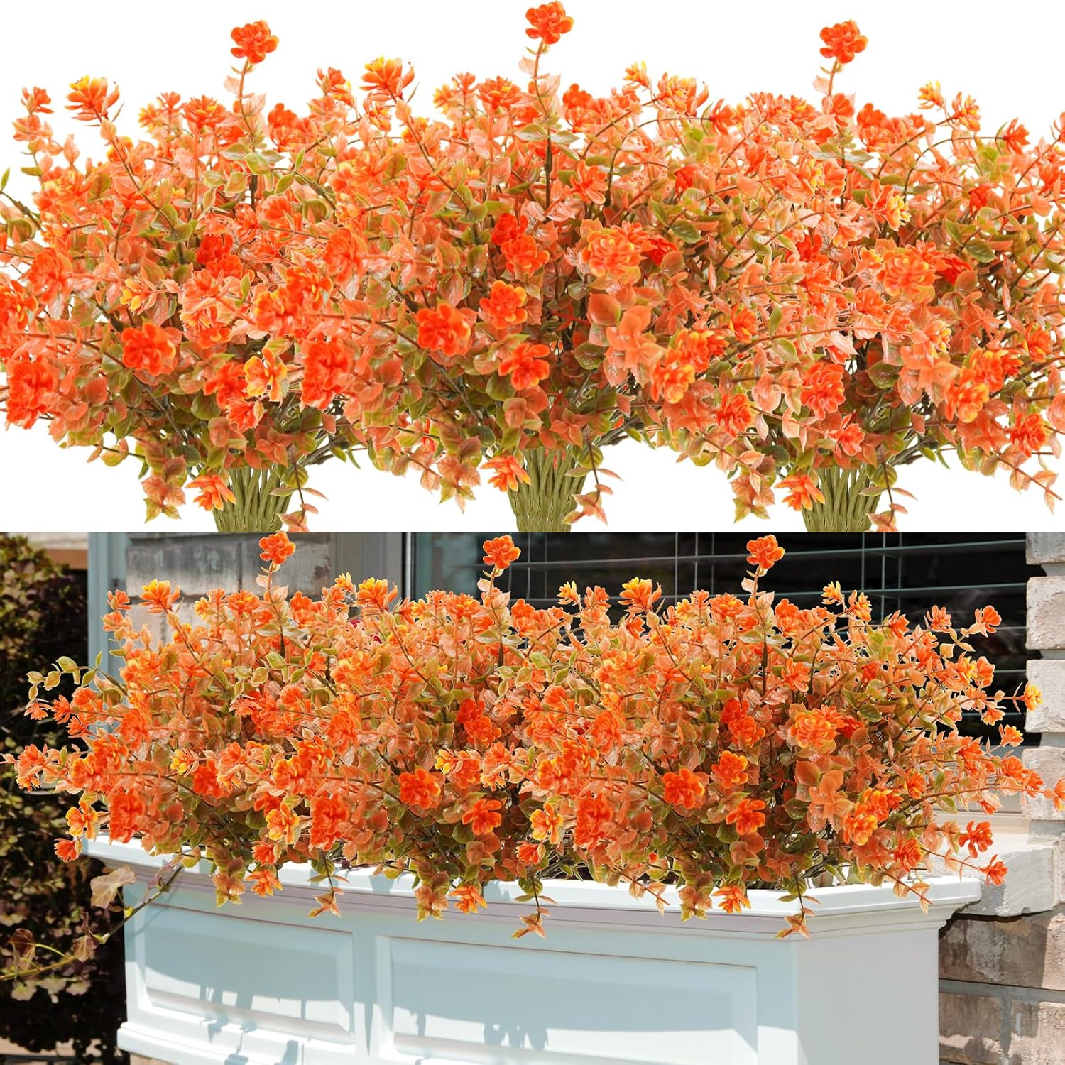 Zukuco 12 Bundles Artificial Fall Flowers UV Resistant No Fade Fake