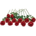 thumbnail image 1 of Zukuco 12 PCS Artificial Flowers Roses Silk Flowers Fake Long Stem Artificial Roses for Home Wedding Bathroom Kitchen Decorations (Red), 1 of 7