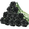thumbnail image 1 of Zukuco 12 PCS Rose Artificial Flowers, Fake Roses Realistic Silk Roses with Single Stems, Faux Roses Bouquet for Wedding Centerpieces Halloween Party Home Table Decorations (Black), 1 of 7
