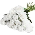 thumbnail image 1 of Zukuco 12 PCS Rose Artificial Flowers, Fake Roses Realistic Silk Roses with Single Stems, Faux Roses Bouquet for Wedding Centerpieces Halloween Party Home Table Decorations (White), 1 of 5